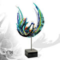 Staand glasobject Ocean Blossom van glasfusing, RVS en natuursteen