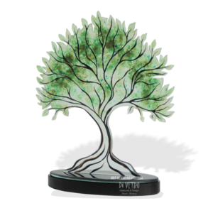 -TREE OF LIFE-
Glasfusing - Natuursteen
Met in de voet ruimte voor een kleine hoeveelheid as. 
H ± 33cm B 28cm